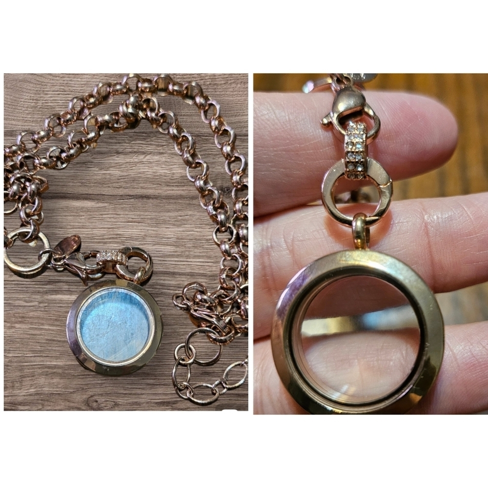 Origami Owl Rose Gold Necklace & Locket